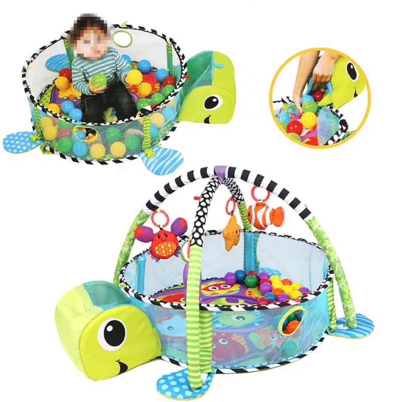 Tapis de jeu 3 en 1 pour bébé 4 jouets suspendus et 30 balles – Image 2