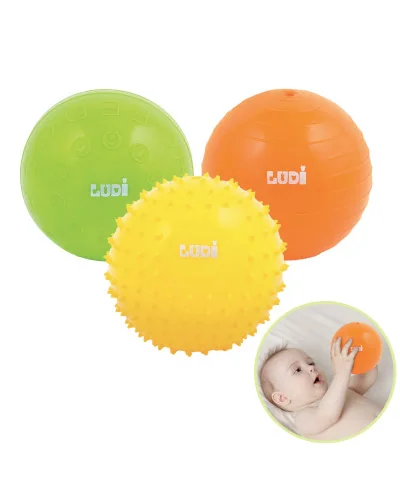 Ludi 3 Balles Sensorielles Jaune Vert Orange 6m+ – Image 5