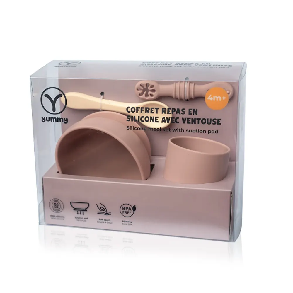 YUMMY Set de Comida de Silicona – Tazón de Vidrio Dos Cucharas – Image 2
