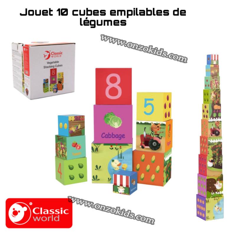 10 cubes empilables de légumes, jouet pour enfants