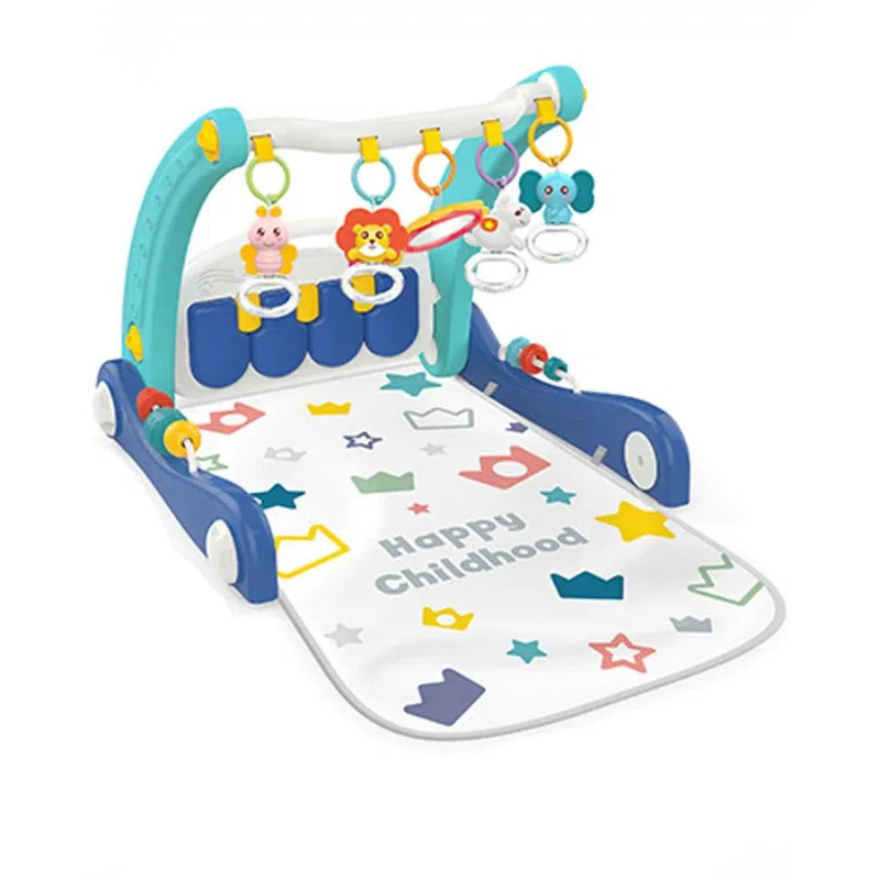Tapis d’éveil avec un piano & Trotteur 2en1 – Bleu – Huanger